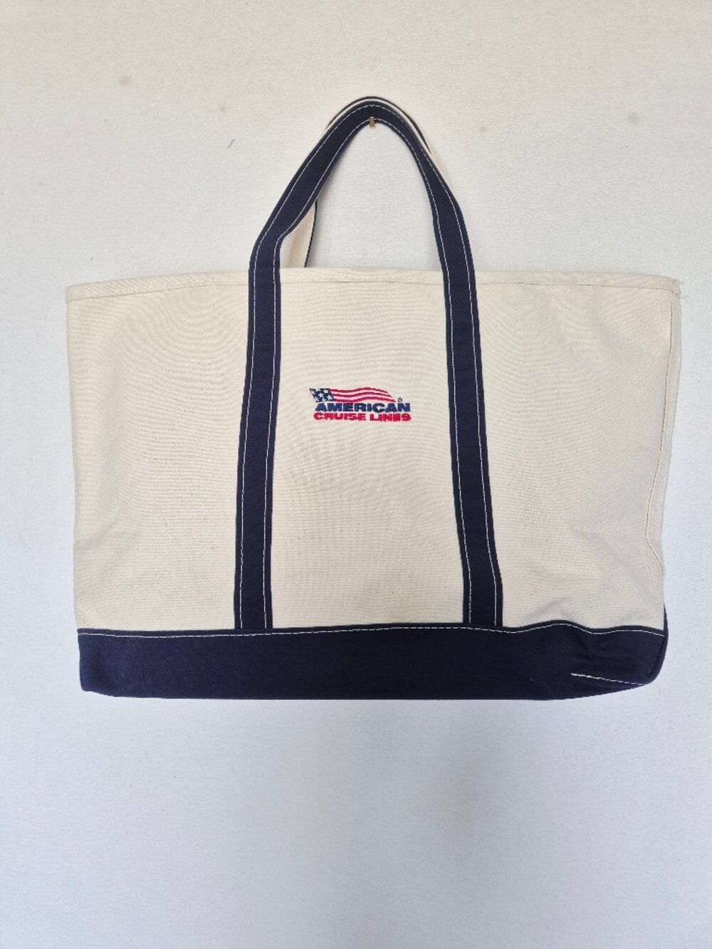 L.L.Bean Boat and Tote Made in USA Cotton Canvas Embroidered Large Tote Bag
